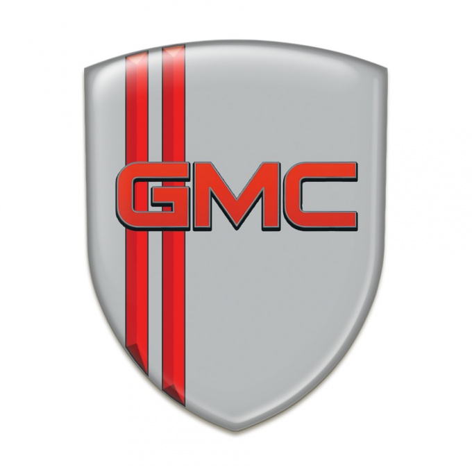 GMC Self Adhesive Emblem Logo Grey with Red Stripes Pattern 