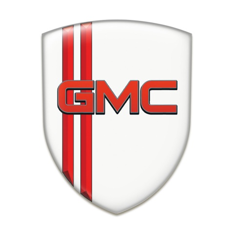 GMC 3D Gel Emblem White with Red Stripes Pattern 