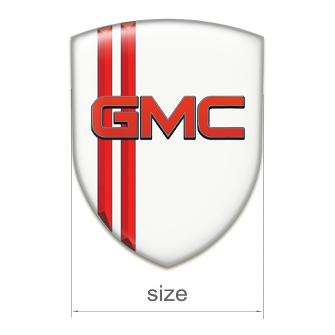 GMC 3D Gel Emblem White with Red Stripes Pattern 
