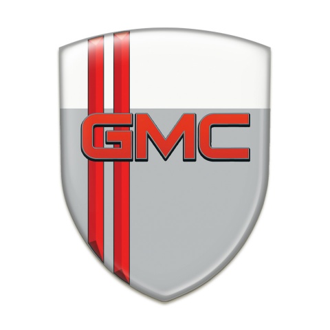 GMC Car Accessories Badge Grey White with Red Stripes Pattern 