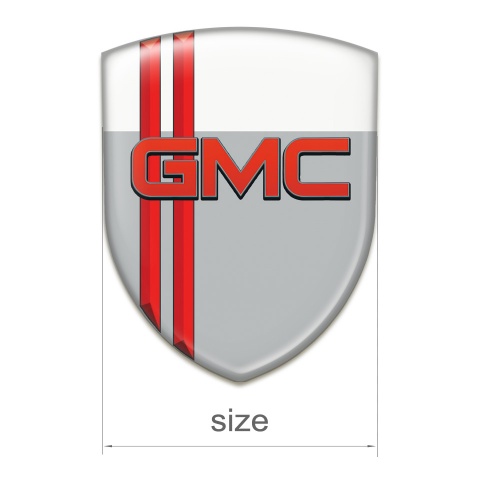 GMC Car Accessories Badge Grey White with Red Stripes Pattern 