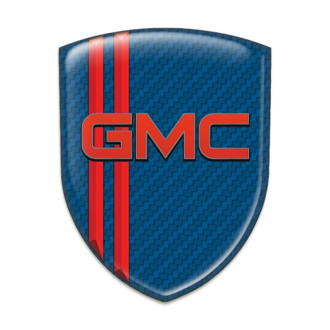 GMC Self Adhesive Car logo Emblem Navy Blue Carbon with Red Stripes pattern 