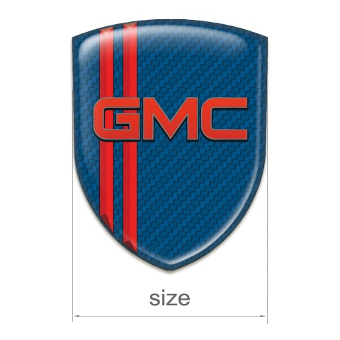 GMC Self Adhesive Car logo Emblem Navy Blue Carbon with Red Stripes pattern 