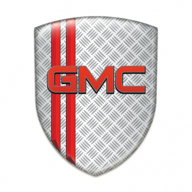 GMC Silicone Car Decal Badge Grid Effect with Red Stripes Pattern 