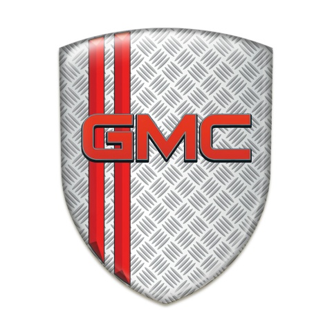 GMC Silicone Car Decal Badge Grid Effect with Red Stripes Pattern 
