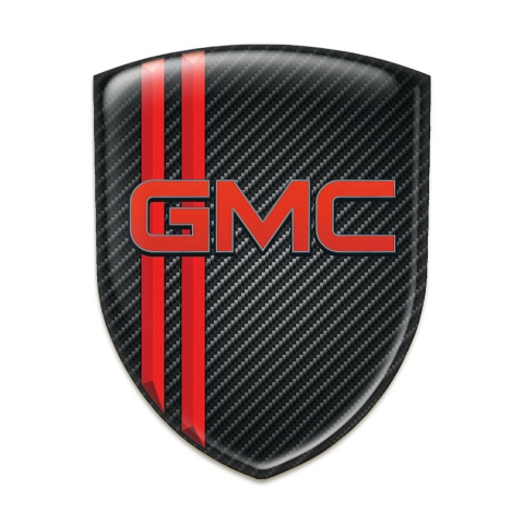 GMC Silicone Badge Black carbon with Red Stripes Pattern 