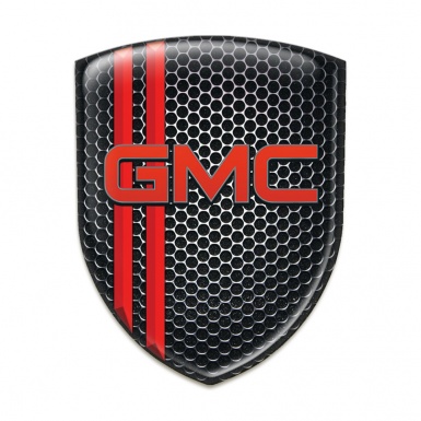 GMC Emblem Badge Logo Perforated Steel with Red Stripes Pattern 