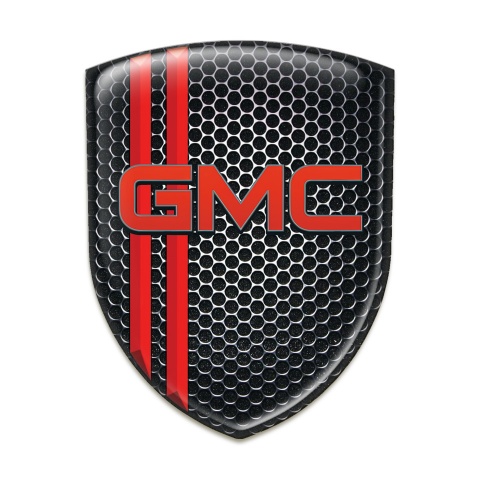 GMC Emblem Badge Logo Perforated Steel with Red Stripes Pattern 
