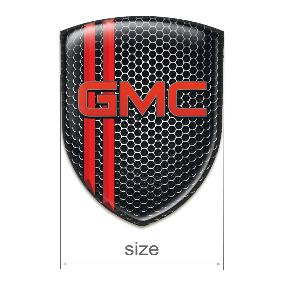 GMC Emblem Badge Logo Perforated Steel with Red Stripes Pattern | Domed ...