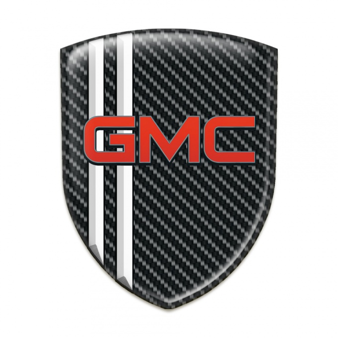 GMC Self Adhesive Emblem Logo Black Carbon with white Lines Decoration 