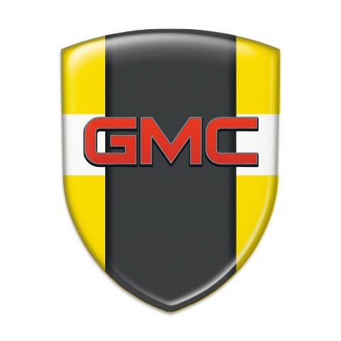 GMC Silicone Car Decal Badge Yellow with White Ribbon Decoration 