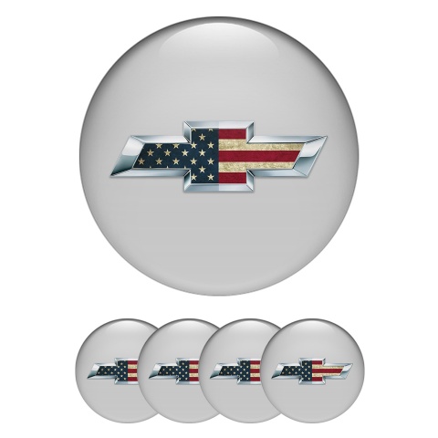 Chevrolet Wheel Center Cap Emblems Grey USA Flag Logo