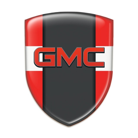 GMC Silicone Car Decal Badge Red with White Ribbon Decoration 