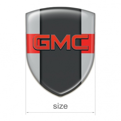 GMC Emblem Badge Logo Grey with Red Ribbon Decoration 