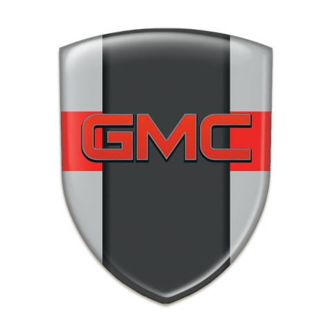 GMC Emblem Badge Logo Grey with Red Ribbon Decoration 