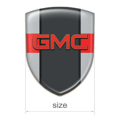 GMC Emblem Badge Logo Grey with Red Ribbon Decoration 
