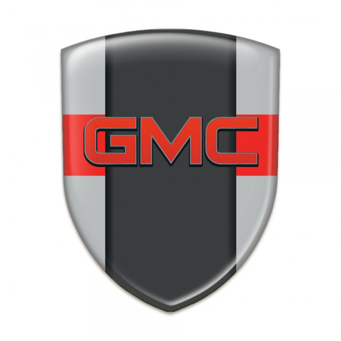 GMC Emblem Badge Logo Grey with Red Ribbon Decoration 