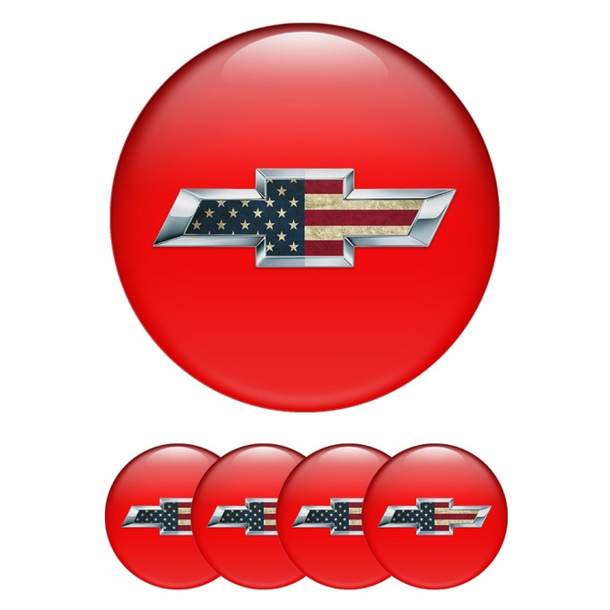 Chevrolet Wheel Center Cap Emblems Red