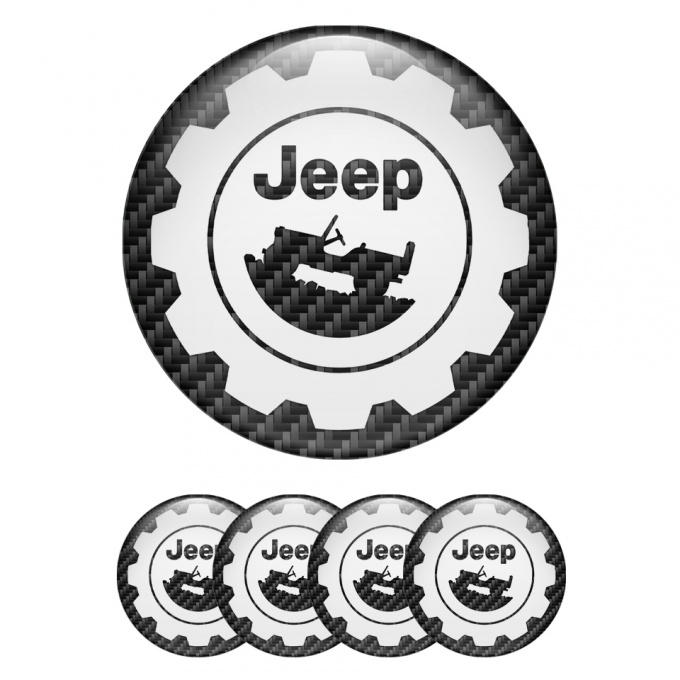 Jeep Wheel Emblems for Center Caps Carbon White