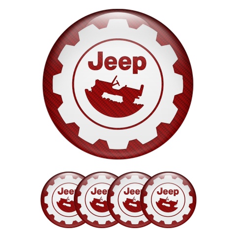 Jeep Wheel Emblems for Center Caps Red Carbon White