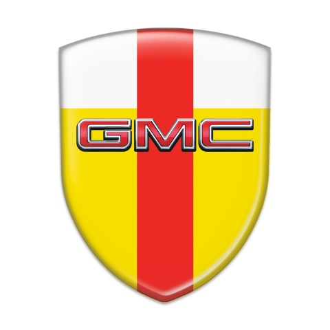 GMC Self Adhesive Emblem Logo YellowWhite with Red Band and 3D Logo 
