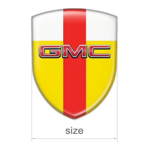 GMC Self Adhesive Emblem Logo YellowWhite with Red Band and 3D Logo 