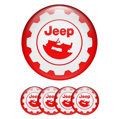 Jeep Wheel Emblems for Center Caps Red White Edition