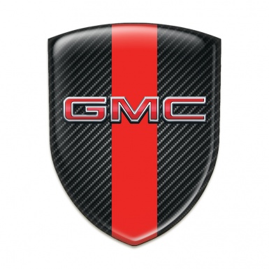 GMC Emblem Exterior Dark Carbon with Red Band and 3D Logo 