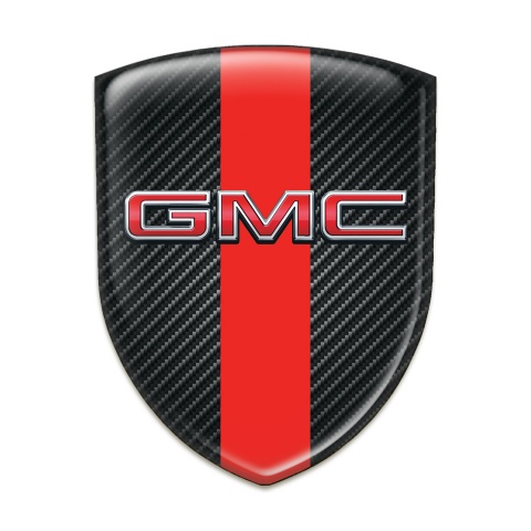 GMC Emblem Exterior Dark Carbon with Red Band and 3D Logo 