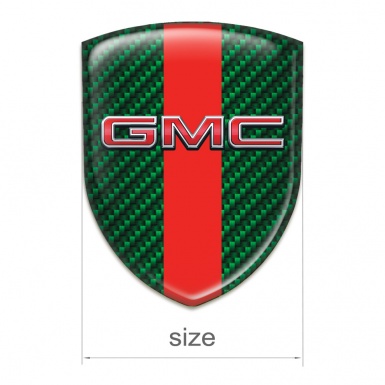 GMC Car Accessories Badge Green Carbon with Red Band and 3D Logo 
