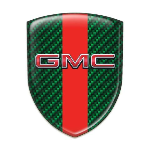GMC Car Accessories Badge Green Carbon with Red Band and 3D Logo 