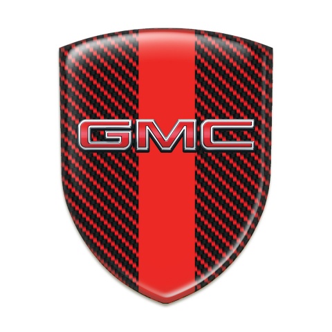 GMC Self Adhesive Car logo Emblem Red Carbon with Red Band and 3D Logo