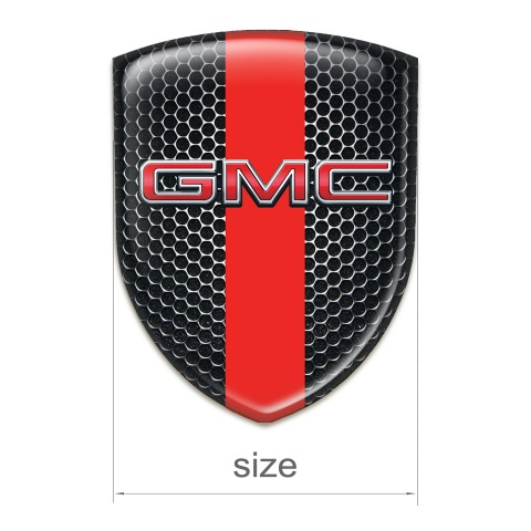 GMC Car Interior Badge Perforated Steel with Red Band and 3D Logo 