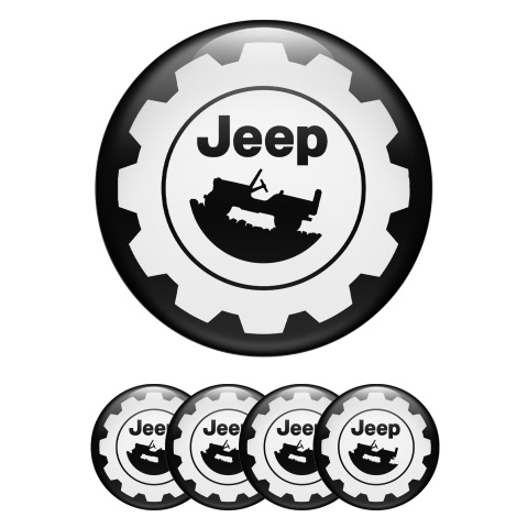 Jeep Wheel Emblems for Center Caps Black White Edition