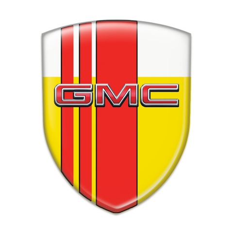 GMC 3D Gel Emblem Yellow White with Red Tapes Decoration 