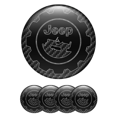Jeep Wheel Center Cap Emblems Black Carbon Edition
