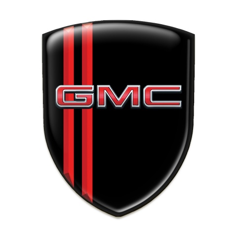 GMC Car Accessories Badge Black with Red Stripes Style 