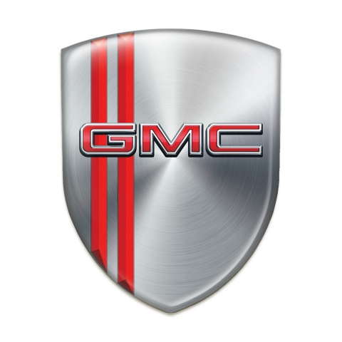 GMC Self Adhesive Car logo Emblem Silver with Red Stripes style 