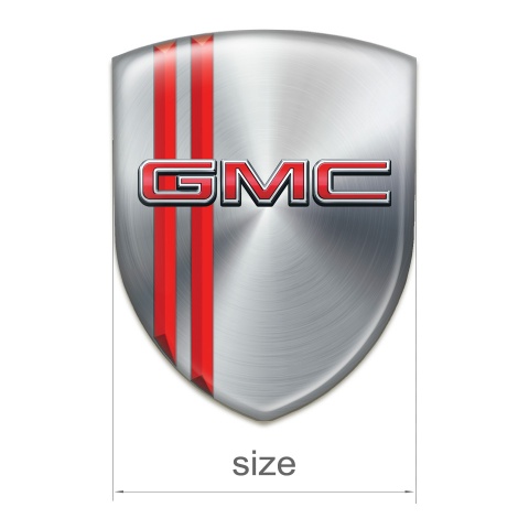 GMC Self Adhesive Car logo Emblem Silver with Red Stripes style 