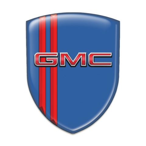 GMC Silicone Car Decal Badge Blue with Red Stripes Style 