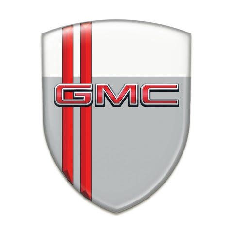 GMC Self Adhesive Emblem Logo Grey White with Red Stripes Style 