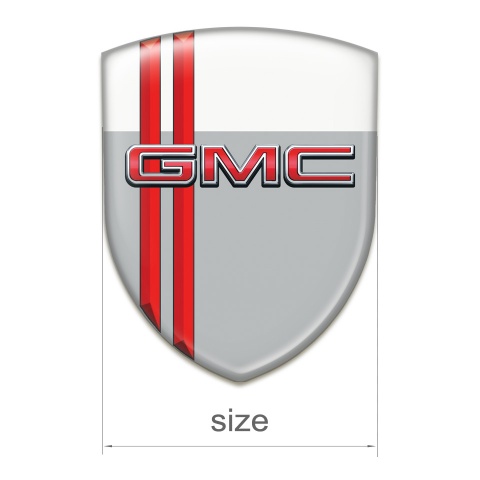 GMC Self Adhesive Emblem Logo Grey White with Red Stripes Style 