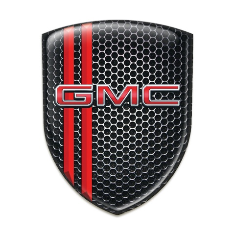 GMC Self Adhesive Car logo Emblem Perforated Steel with Red Stripes Style 