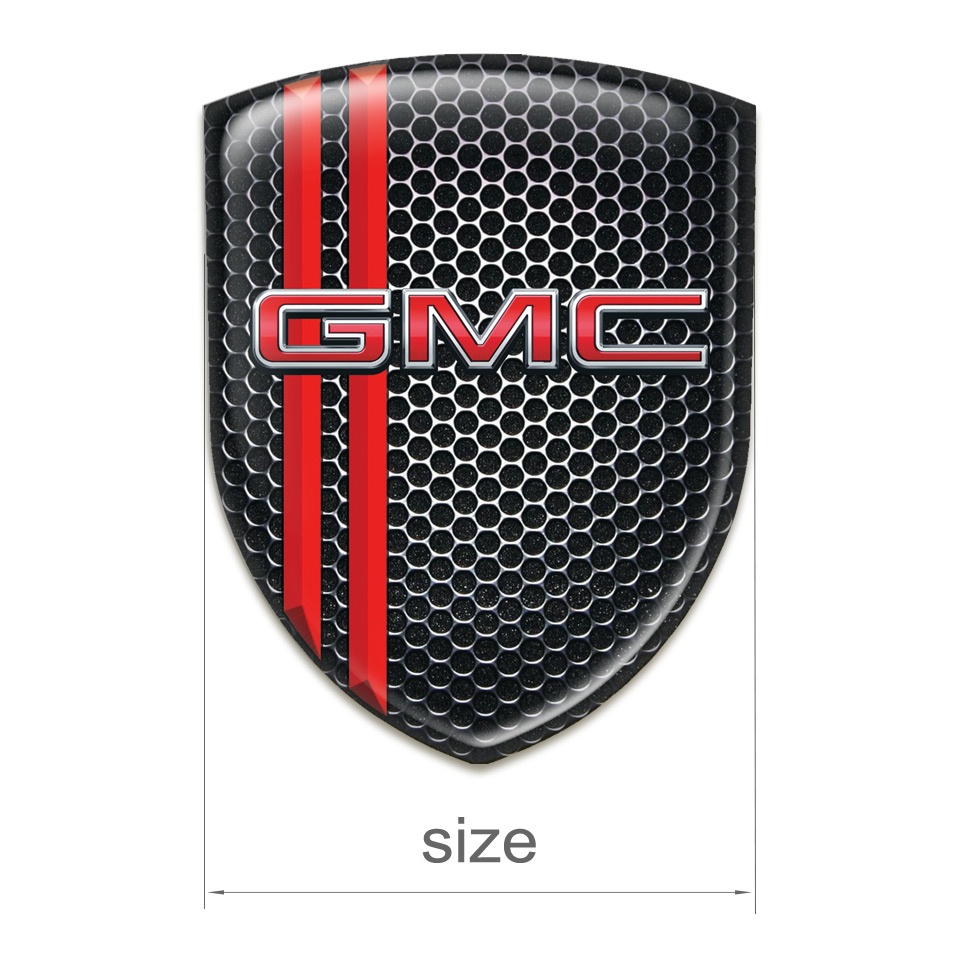 GMC Self Adhesive Car logo Emblem Perforated Steel with Red Stripes ...