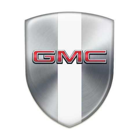 GMC Silicone Car Decal Badge Silver with White Tape Edition 