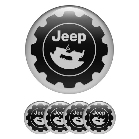 Jeep Wheel Center Cap Emblems Grey Black Edition