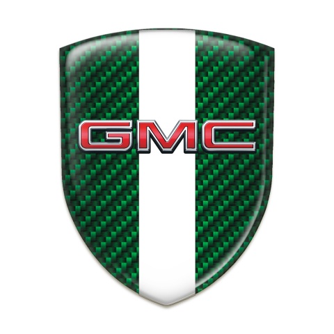 GMC Self Adhesive Emblem Log Green Carbon with White Tape Edition 