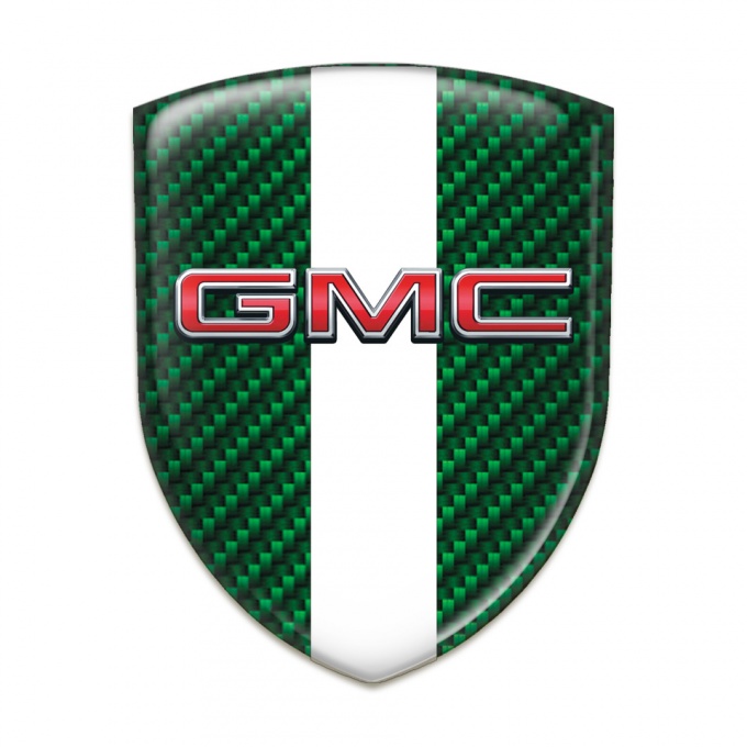 GMC Self Adhesive Emblem Log Green Carbon with White Tape Edition 