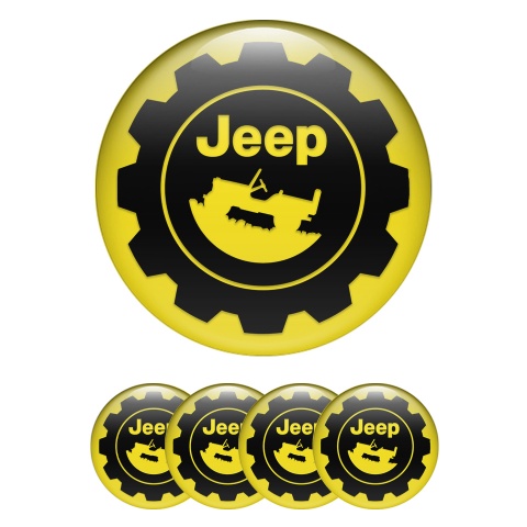 Jeep Wheel Center Cap Emblems Yellow Black Edition
