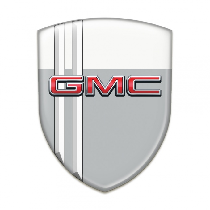 GMC Silicone Car Decal Badge Grey White Design with White Lines 